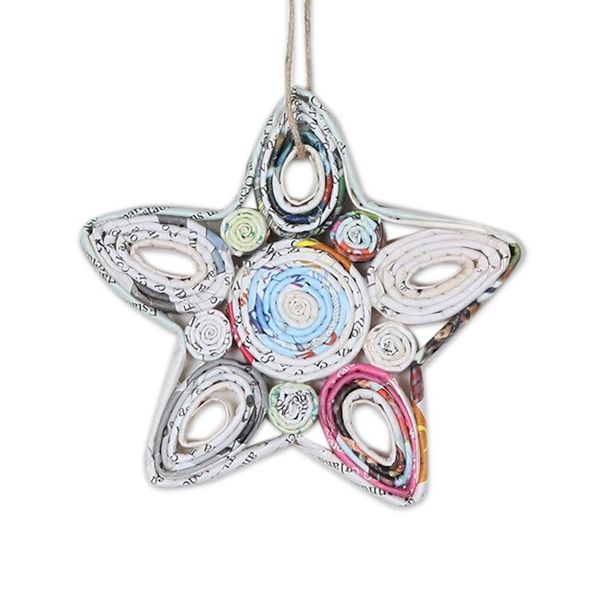 Alternate image for Handmade Eco-friendly Star Ornaments from India Set of 4 Festive Constellation