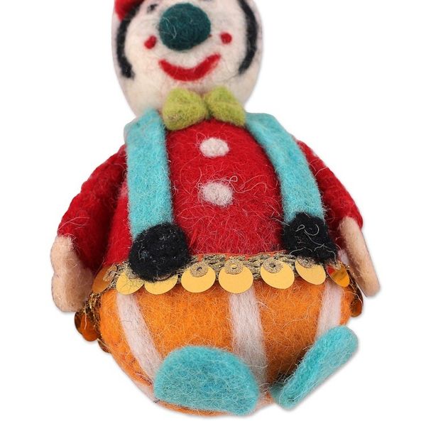 Alternate image for Handcrafted Wool and Cotton Clown Ornaments Set of 3 Festive Jokers