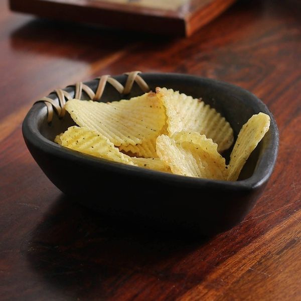 Alternate image for Pair of Handcrafted Drop-Shaped Black Ceramic Bowls Drop Saga