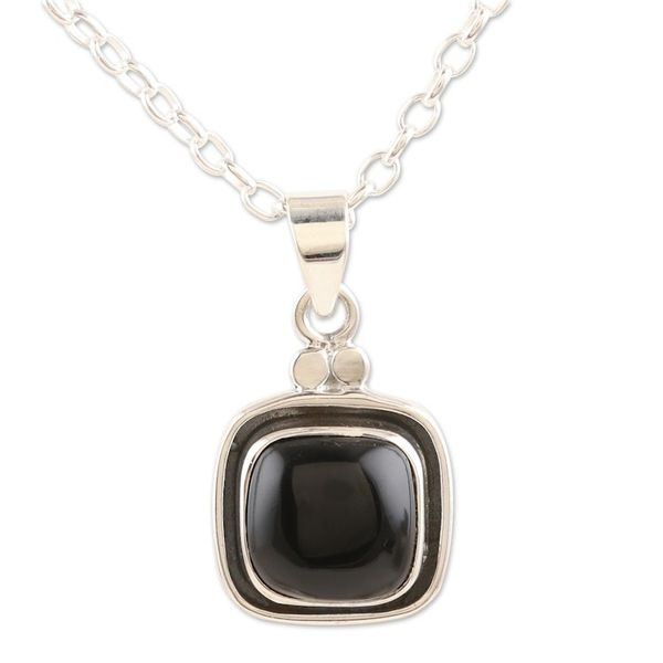 Alternate image for Sterling Silver Pendant Necklace with Onyx Stones Courageous Whim