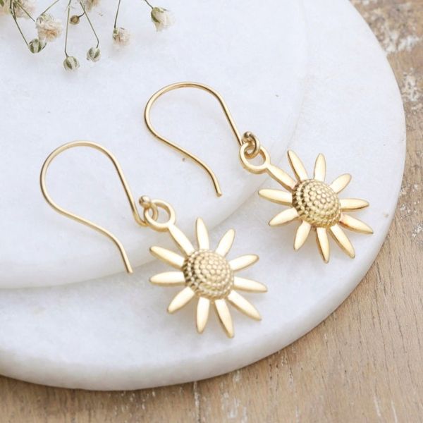 Alternate image for 22k Gold-Plated Sunflower Dangle Earrings from India Sunflower Glory