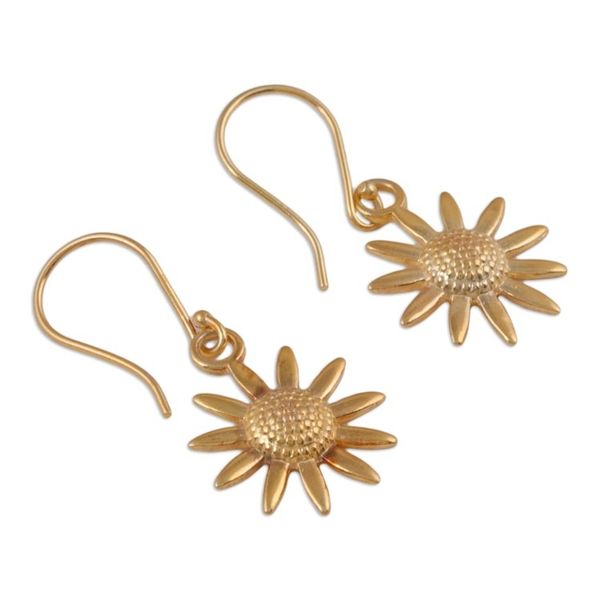 Alternate image for 22k Gold-Plated Sunflower Dangle Earrings from India Sunflower Glory
