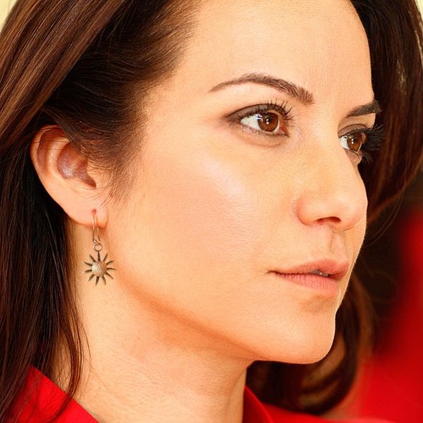 Alternate image for 22k Gold-Plated Sunflower Dangle Earrings from India Sunflower Glory