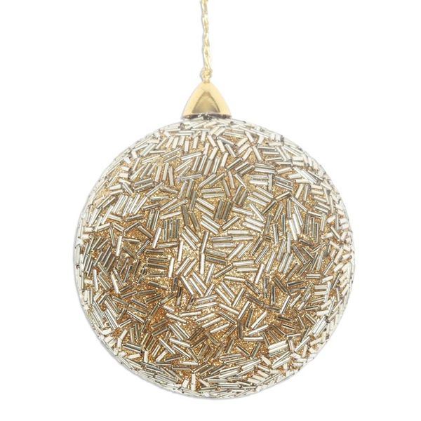 Alternate image for Set of Three Sparkling Beaded Ornaments in a Golden Hue Golden Magic