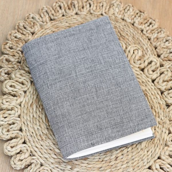 Alternate image for Grey Cotton Journal with Handmade Paper Handcrafted in India Chic Grey