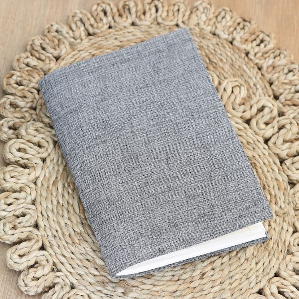 Grey Cotton Journal with Handmade Paper Handcrafted in India 'Chic Grey'