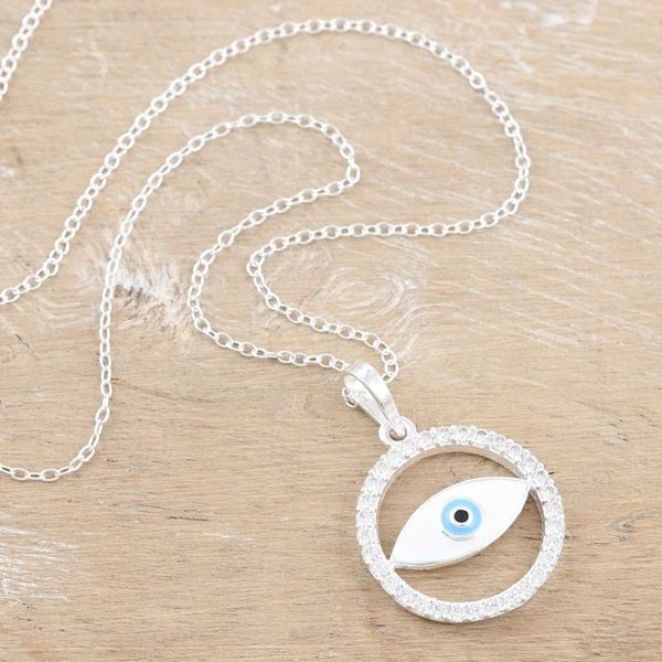 Alternate image for Eye-Shaped Pendant Necklace with Cubic Zirconia Stones Universe Contemplation