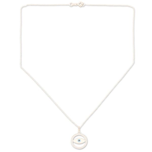 Alternate image for Eye-Shaped Pendant Necklace with Cubic Zirconia Stones Universe Contemplation