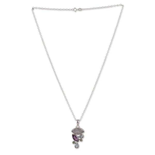 Alternate image for Multi-Gemstone Sterling Silver Pendant Necklace from India Stylish Glam