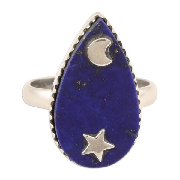 Alternate image for Sterling Silver Cocktail Ring with Lapis Lazuli Gemstone Wise Universe