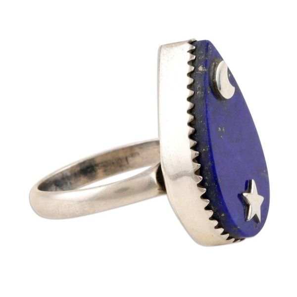 Alternate image for Sterling Silver Cocktail Ring with Lapis Lazuli Gemstone Wise Universe