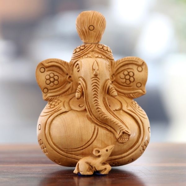 Alternate image for Kadam Wood Ganesha Sculpture Hand-Carved in India Ancestral Deity