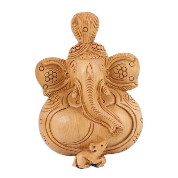 Alternate image for Kadam Wood Ganesha Sculpture Hand-Carved in India Ancestral Deity