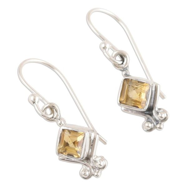 Alternate image for Sterling Silver Dangle Earrings with Faceted Citrine Stones Adorable Joy