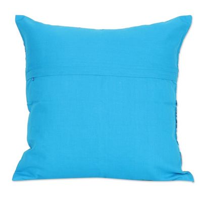 Alternate image for 2 Cotton Cushion Covers with Hand Embroidery and Patchwork City Life