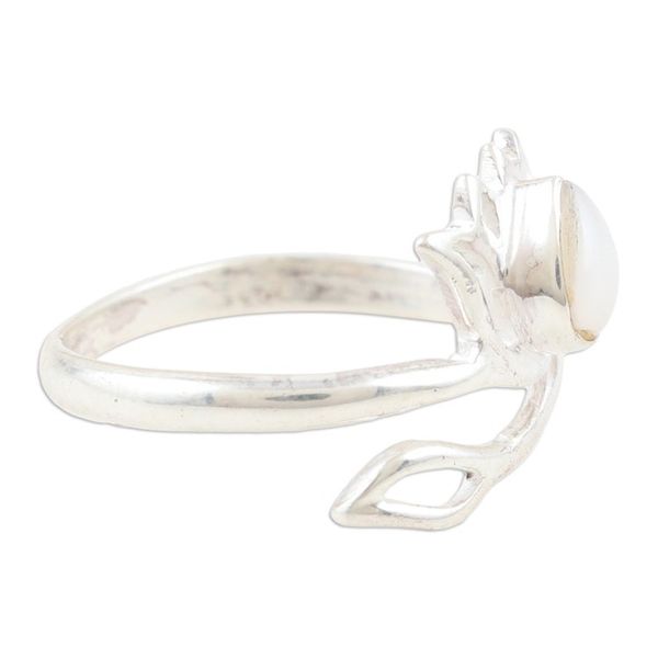 Alternate image for Cream Pearl and Sterling Silver Lotus Wrap Ring from India Pearl Lotus