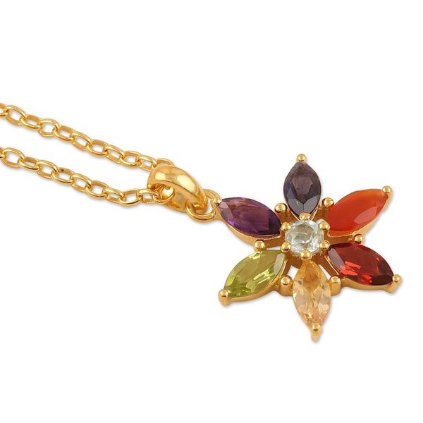 Alternate image for 22k Gold-Plated Multi-Gemstone Floral Pendant Necklace Floral Spirit
