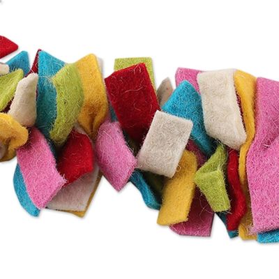Alternate image for Handcrafted Colorful Wool Felt Garland with Cotton Loops Vivacious Celebrations
