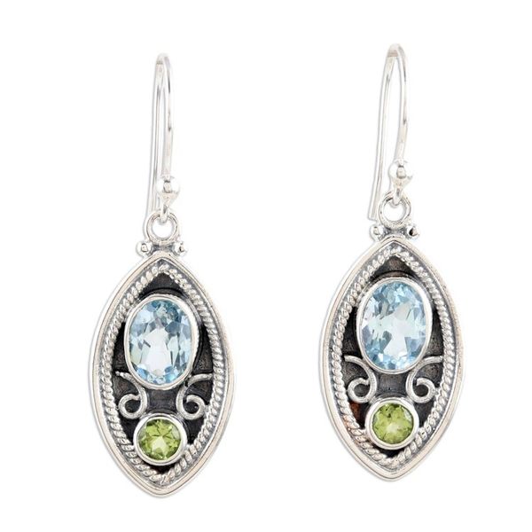 Alternate image for Sterling Silver Dangle Earrings with Blue Topaz and Peridot Simply Irresistible