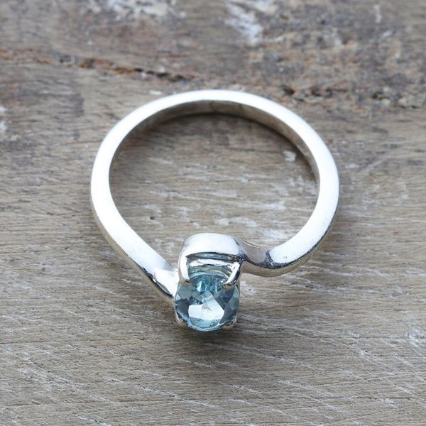 Alternate image for Sterling Silver Single Stone Ring with One-Carat Blue Topaz Blue Radiance