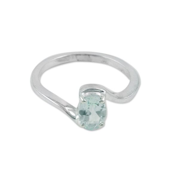 Alternate image for Sterling Silver Single Stone Ring with One-Carat Blue Topaz Blue Radiance