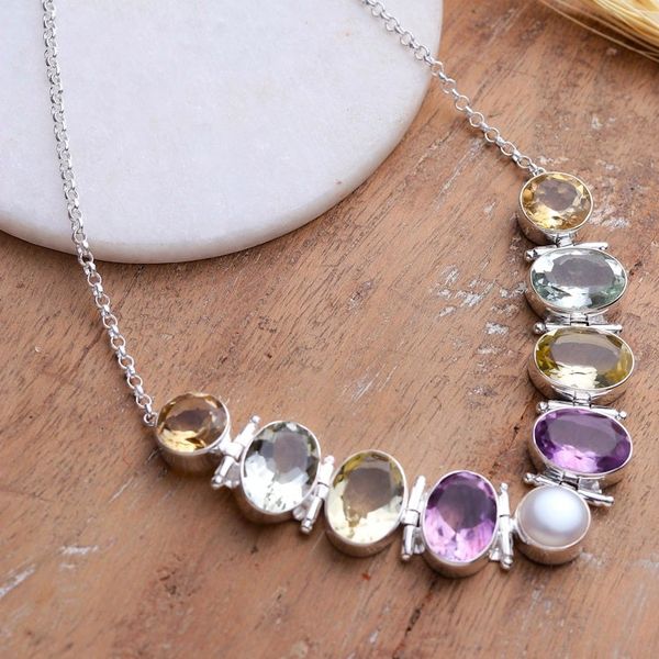 Alternate image for Polished Sterling Silver Pendant Necklace with 48-Carat Gems Fusion of Gifts