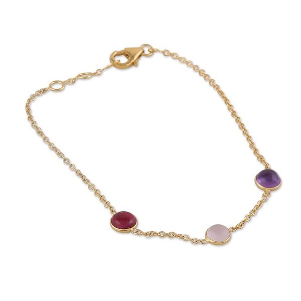Alternate image for Classic 18k Gold-Plated Multi-Gemstone Pendant Bracelet Delhi Tresures
