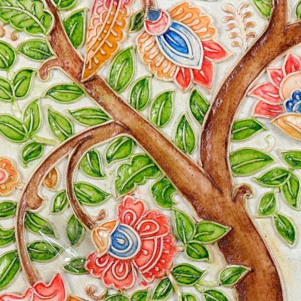 Alternate image for Handcrafted Tree and Elephant Marble Wall Art from India Wondrous Harmony