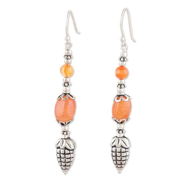Alternate image for Carnelian and Sterling Silver Fashion Dangle Earrings Sunset Garden