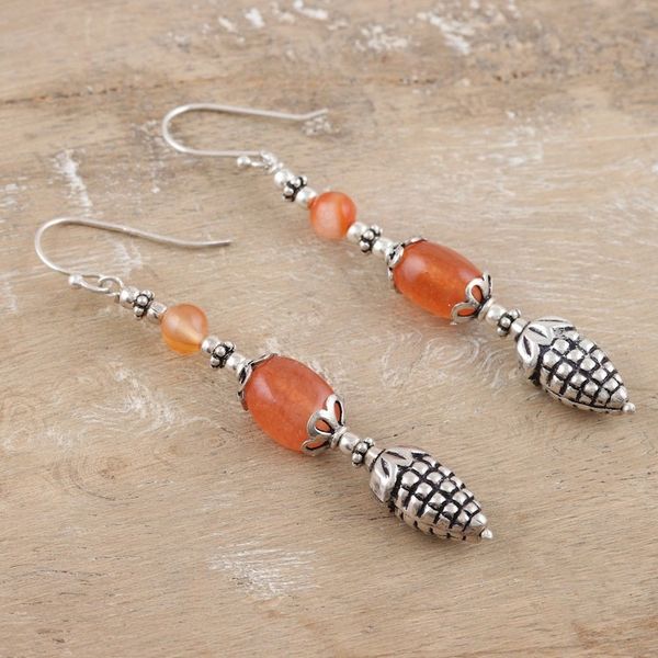 Alternate image for Carnelian and Sterling Silver Fashion Dangle Earrings Sunset Garden