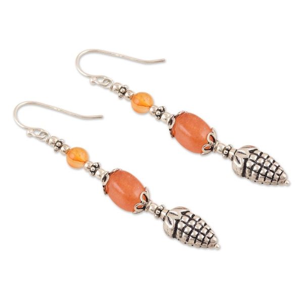 Alternate image for Carnelian and Sterling Silver Fashion Dangle Earrings Sunset Garden