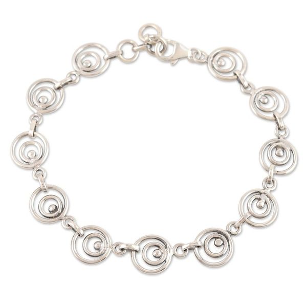 Alternate image for Unisex Sterling Silver Link Bracelet Handcrafted in India Spirals of Hope