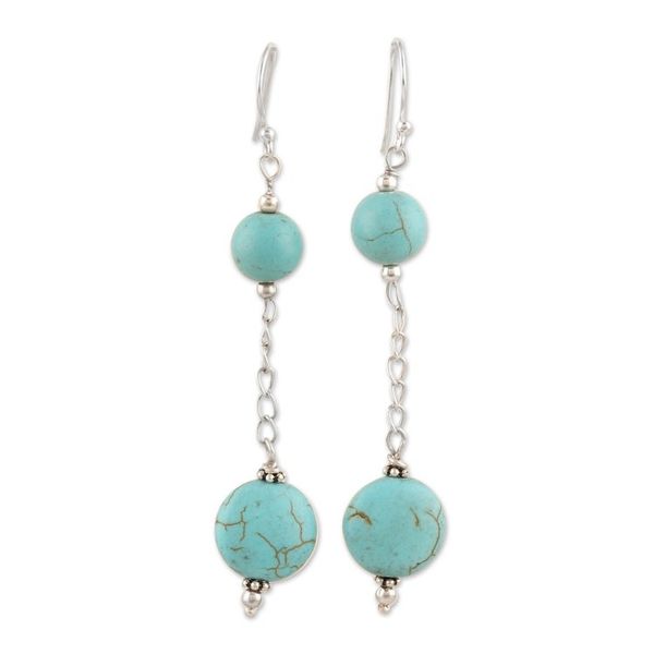 Alternate image for Sterling Silver Dangle Earrings with Calcite Gemstones Healing Sky