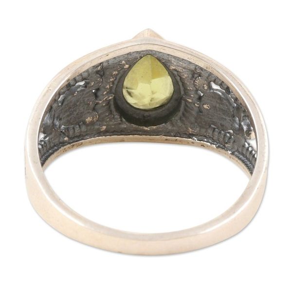 Alternate image for Polished Sterling Silver Cocktail Ring with Natural Peridot Prosperity Drop
