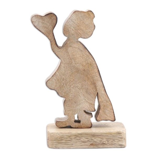 Alternate image for Hand-Painted Mango Wood Romantic Sculpture in Vibrant Hues Loving Messenger