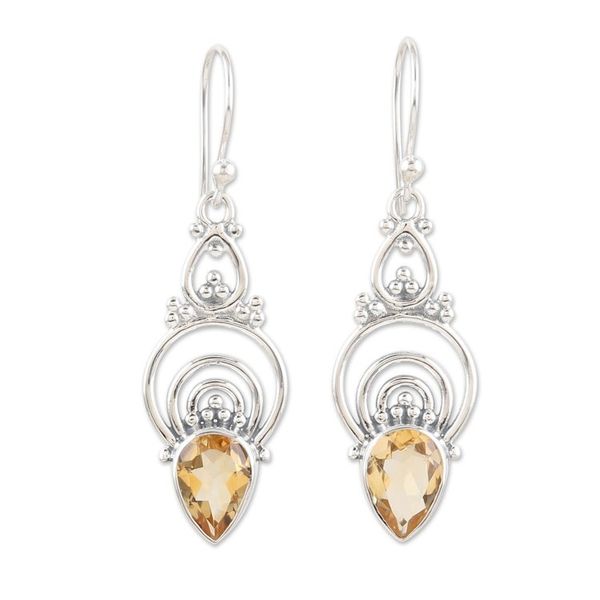 Alternate image for Sterling Silver Dangle Earrings with 4-Carat Citrine Jewels Sun Glory
