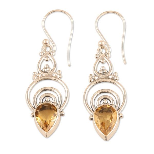 Alternate image for Sterling Silver Dangle Earrings with 4-Carat Citrine Jewels Sun Glory