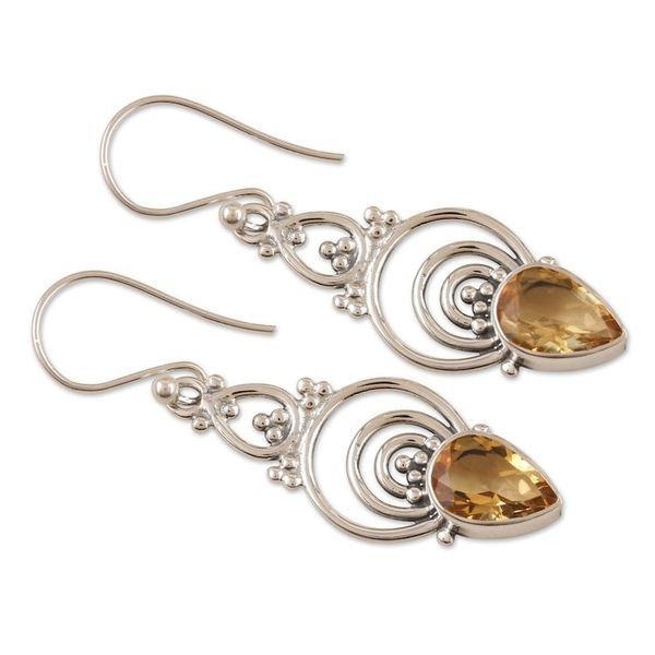 Alternate image for Sterling Silver Dangle Earrings with 4-Carat Citrine Jewels Sun Glory