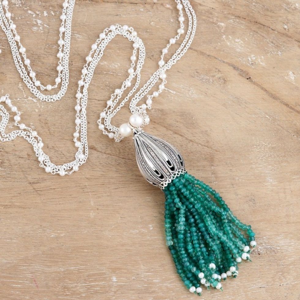 Multi-Gemstone Pendant Necklace Crafted in India 'Peaceful Intellect'