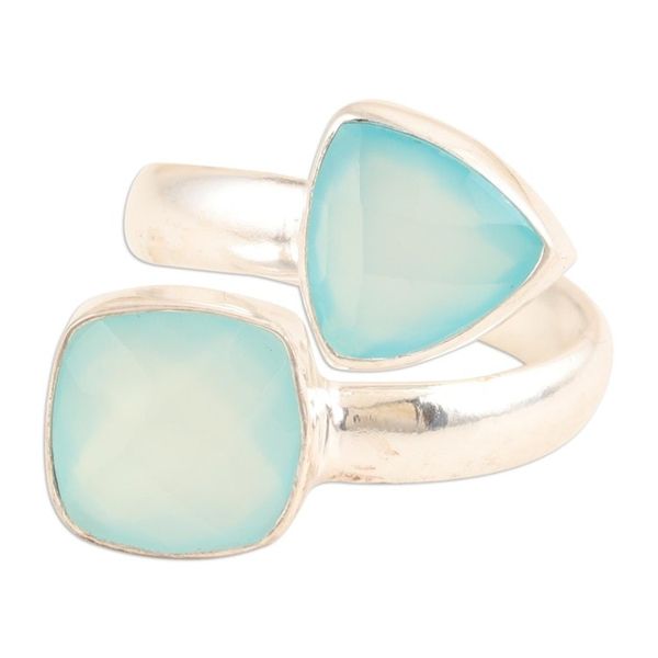 Alternate image for Sterling Silver Wrap Ring with Eight-Carat Chalcedony Gems Peace Horizon