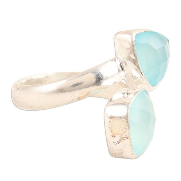 Alternate image for Sterling Silver Wrap Ring with Eight-Carat Chalcedony Gems Peace Horizon