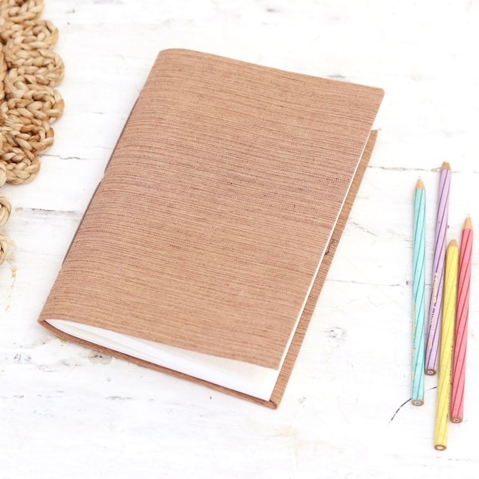 Buff Cotton Journal with Handmade Paper Handcrafted in India 'Chic Buff'