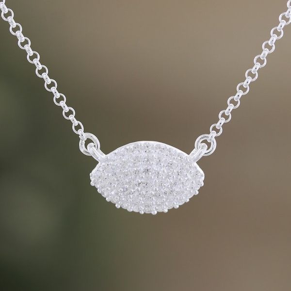Alternate image for Sterling Silver Pendant Necklace with Cubic Zirconia Stones Glance at the Light