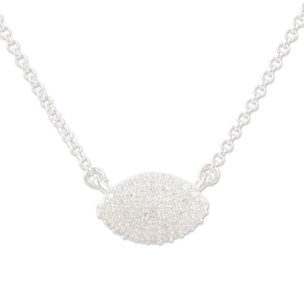 Alternate image for Sterling Silver Pendant Necklace with Cubic Zirconia Stones Glance at the Light