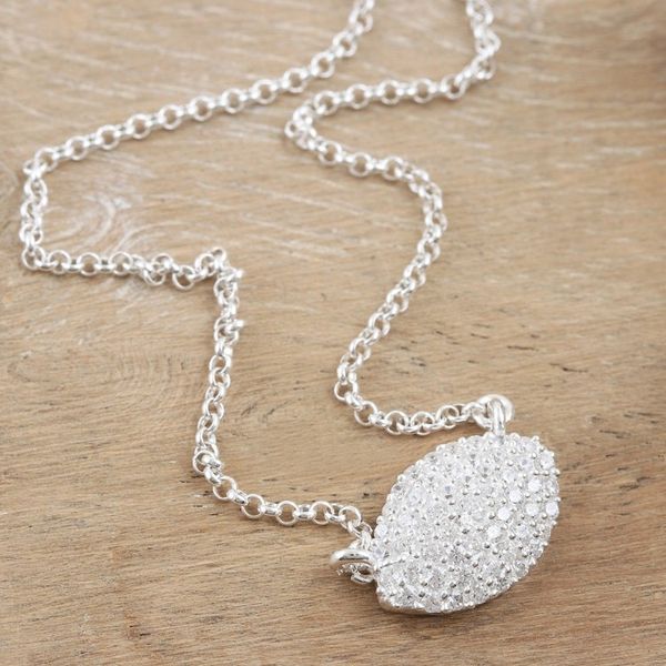 Alternate image for Sterling Silver Pendant Necklace with Cubic Zirconia Stones Glance at the Light