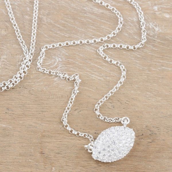 Alternate image for Sterling Silver Pendant Necklace with Cubic Zirconia Stones Glance at the Light
