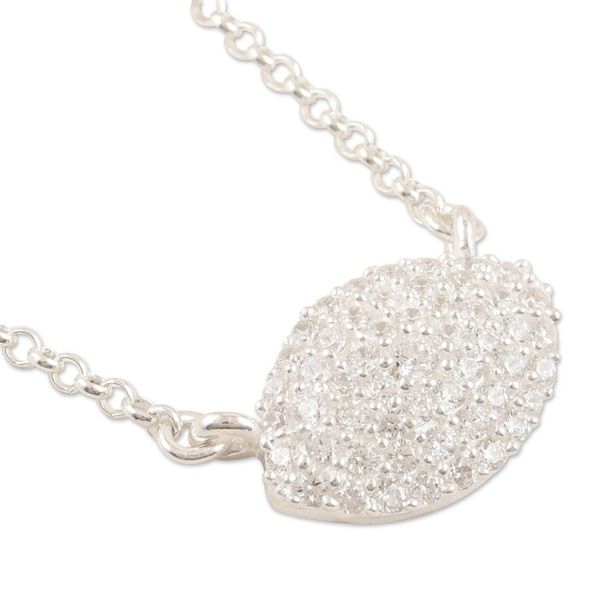 Alternate image for Sterling Silver Pendant Necklace with Cubic Zirconia Stones Glance at the Light