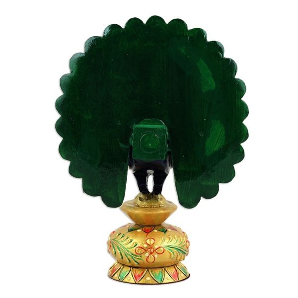 Alternate image for Handcrafted Golden Kadam Wood Peacock Sculpture from India Paradisiacal Peacock