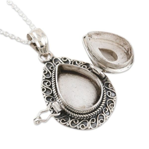 Alternate image for Sterling Silver Locket Pendant Necklace with Moonstone Lunar Blessing