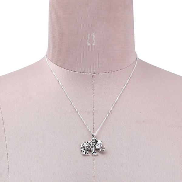Alternate image for Elephant-Shaped Sterling Silver Pendant Necklace from India Fortunate Soul